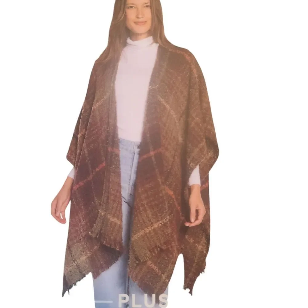WOOLRICH Blanket Wrap Soft Tweed Texture‎ Earth Tones OSFA NWT